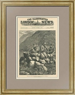 "Принц Уэльский. Охота на оленей" - антикварная гравюра