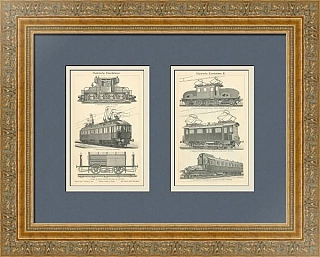 "Электрические железные дороги" - редкие антикварные гравюры