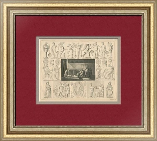 Антикварная гравюра "Космогонии и теогонии или Происхождение мира и богов"