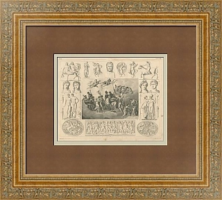 Антикварная гравюра "Высшие олимпийские боги"