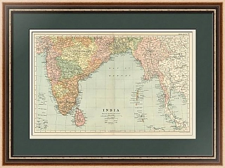 Антикварная карта Индии, Южной и Юго-Восточной Азии