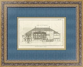 Редкая антикварная гравюра "Одеон-театр. Зал и ложи"