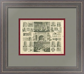 Антикварная гравюра "Горные печи"