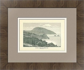 Антикварная гравюра "Гурзуф" по фотографии 1897 года