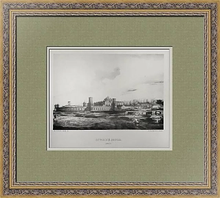 Антикварная фотогравюра "Москва. Петровский дворец"