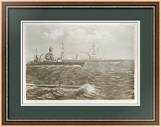 Редкая литография "Выход в море" - оригинал СССР