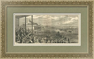 "Забег в Сен-Леже" - оригинальная гравюра - антикварный подарок