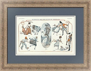 Антикварная страница La Vie Parisienne, "Что могла видеть статуя в Версале"