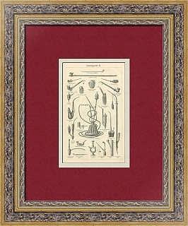 "Кальян и курительные трубки" - редкая антикварная гравюра