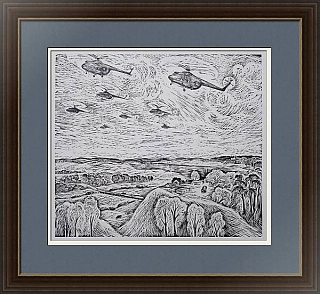 Оригинальный эстамп "Вертолеты"