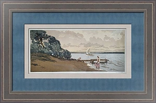 Оригинальная линогравюра "Ветренный день"