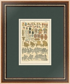 Антикварная хромолитография "Военные артефакты Римской империи"