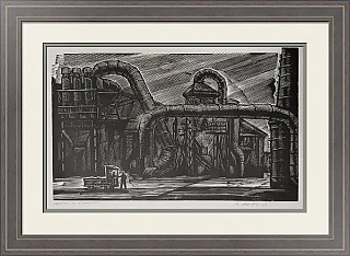 "Литейный цех" - советская авторская линогравюра