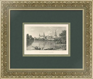 "Замок Фредериксборг. Дания" - редкая антикварная гравюра