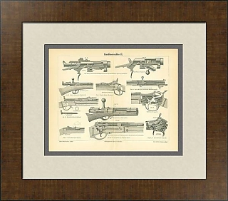 Антикварная гравюра "Огнестрельное оружие"