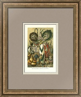 Антикварная гравюра "Африканское оружие"