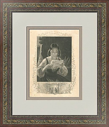 "Итальянка читает письмо" - антикварная гравюра