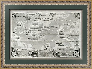 Антикварная карта "Балтийское море и его побережья" - вип подарок