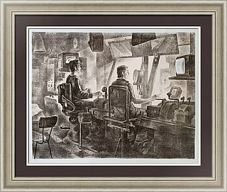 "Заводские операторы" - советская винтажная автолитография