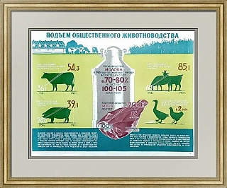 Советский плакат "Подъем общественного животноводства"