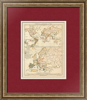 Антикварная Денежно-валютная карта мира