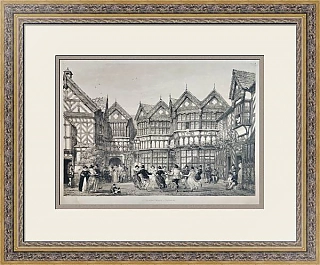 Антикварная литография "Little Moreton Hall, графство Чешир"