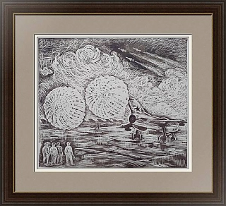 Оригинальный эстамп "Экстренная посадка"