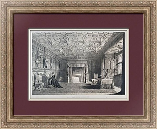 Антикварная литография "Интерьер одного из поместий в графстве Вестморленд"