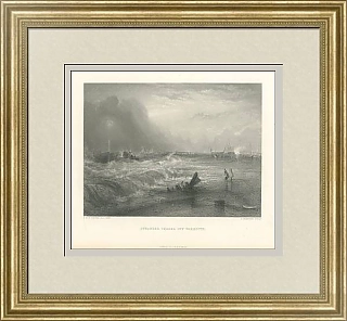 "Судно, севшее на мель у берегов Ярмута" - антикварная гравюра