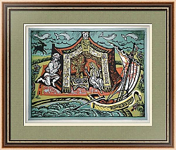 Оригинальная линогравюра "Конек-Горбунок"