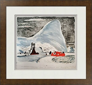 Оригинальная автолитография "Северное село"