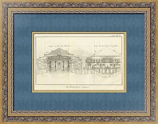 Редкая антикварная гравюра "Одеон-театр. Лестницы и фойе"