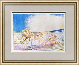 Оригинал советской литографии "Бег с барьерами"