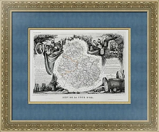 Антикварная карта - Франция. Бургундия. Франш-Конте. Атлас Левассера