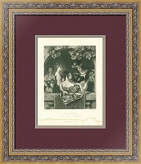 Антикварная гравюра "Балкон"