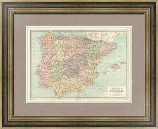 Антикварная карта Испании и Португалии