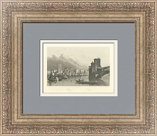 "Павия. Италия" - антикварная гшравюра