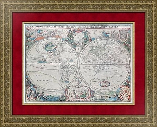 Карта мира - «Новый морской атлас» Питера ван Альфена - экспонат музейного уровня