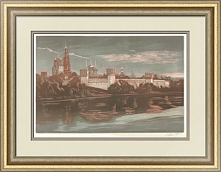 "Новодевичий монастырь" - оригинальная линогравюра