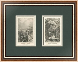 Антикварные гравюра "Рудники в Швеции"