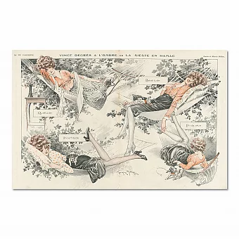 "Сиеста в гамаке" - оригинальная антикварная иллюстрация. Дополнительное изображение