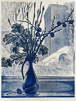 Оригинальная линогравюра "Зимний натюрморт". Дополнительное изображение