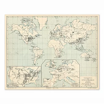 "Мировые месторождения каменного угля" - редкая антикварная карта. Дополнительное изображение