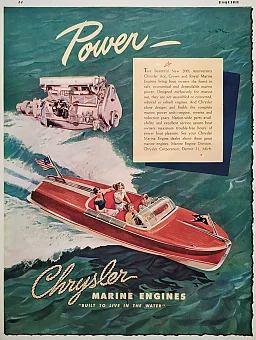 Оригинальная рекламная иллюстрация журнала Esquier. Craysler marine engines.. Дополнительное изображение