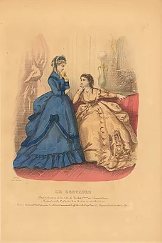 Антикварная гравюра "Повседневные платья". Дополнительное изображение