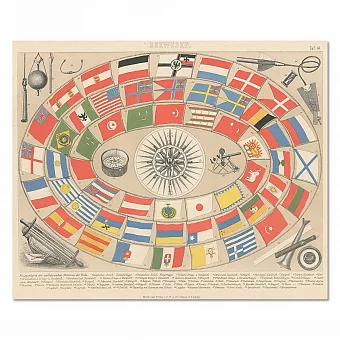 Антикварная гравюра "Морские флаги" - редкий подарок. Дополнительное изображение