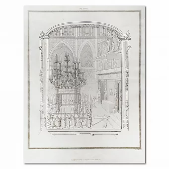 Антикварная гравюра "Католическая месса". Дополнительное изображение