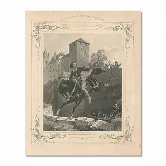 "Барон-разбойник Эппелейн фон Гайлинген" - антикварная гравюра. Дополнительное изображение