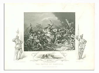 Антикварная гравюра "Битва при Гастингсе". Дополнительное изображение