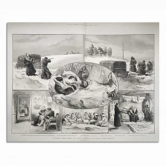 Антикварная гравюра - Поиск экипажа "Жаннетты", London News 1882. Дополнительное изображение